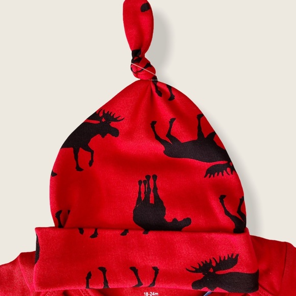 NWT Hatley 18-24M Moose on Red Toddler Bodysuit & Matching Hat - Picture 9 of 9